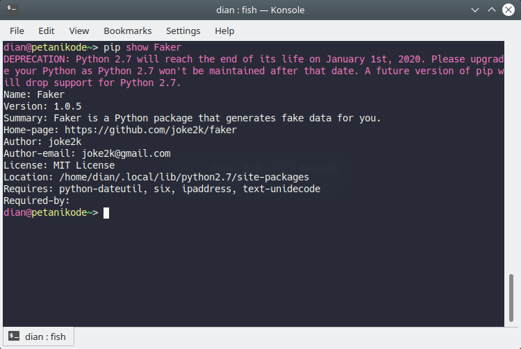 Melihat informasi detail tentang paket