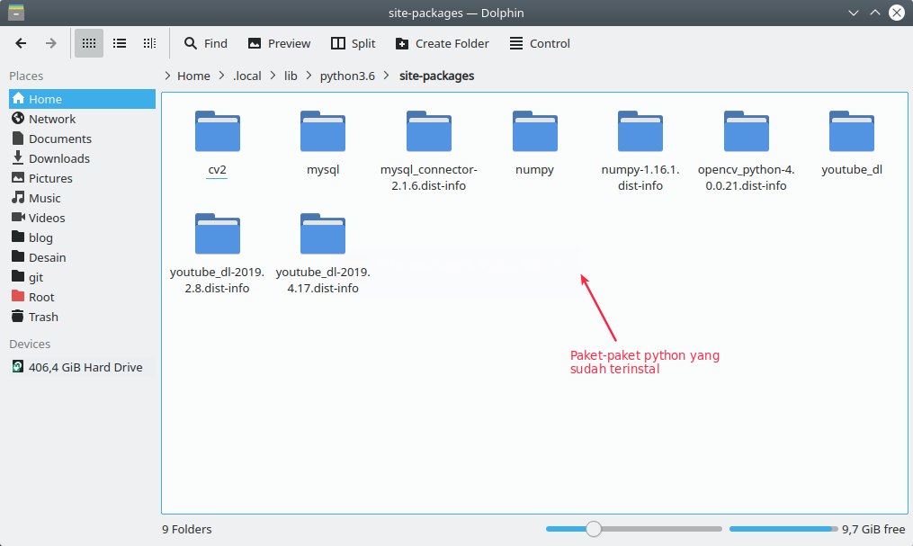 Paket-paket python yang sudah terinstal