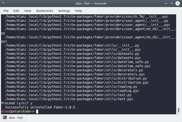 Uninstall paket dengan pip