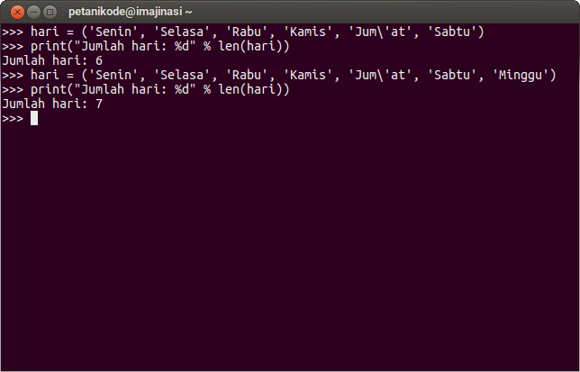 Mengambil Panjang Tuple
