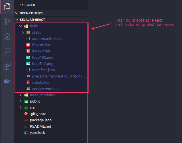 Build proyek reactjs dengan Yarn
