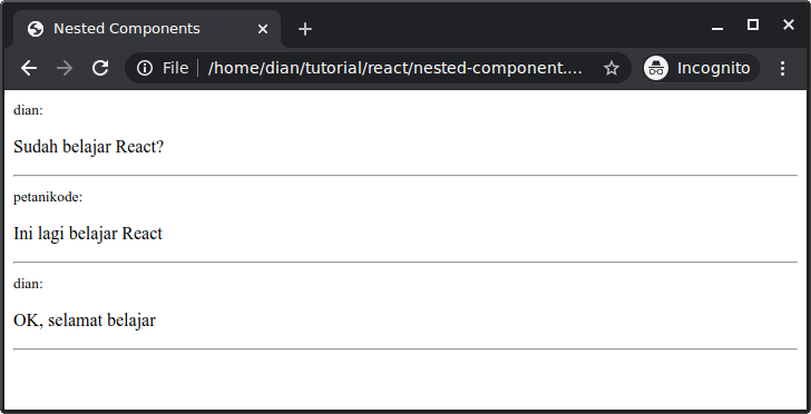 Contoh komponen bersarang