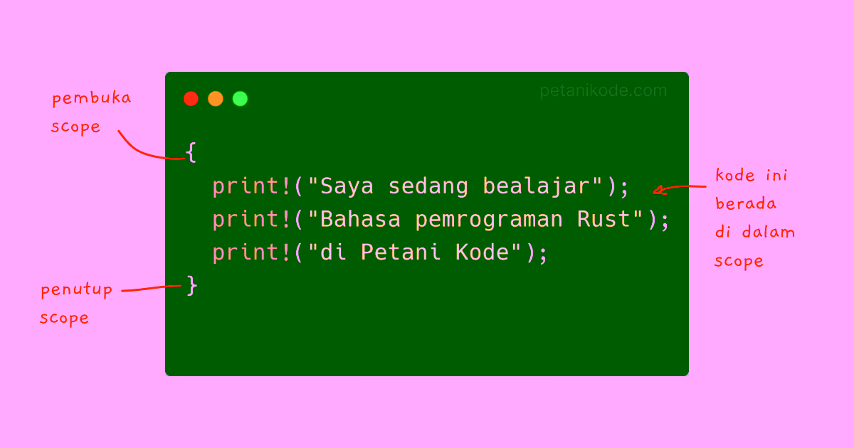 Penjelasan tentang blok dan scope di rust