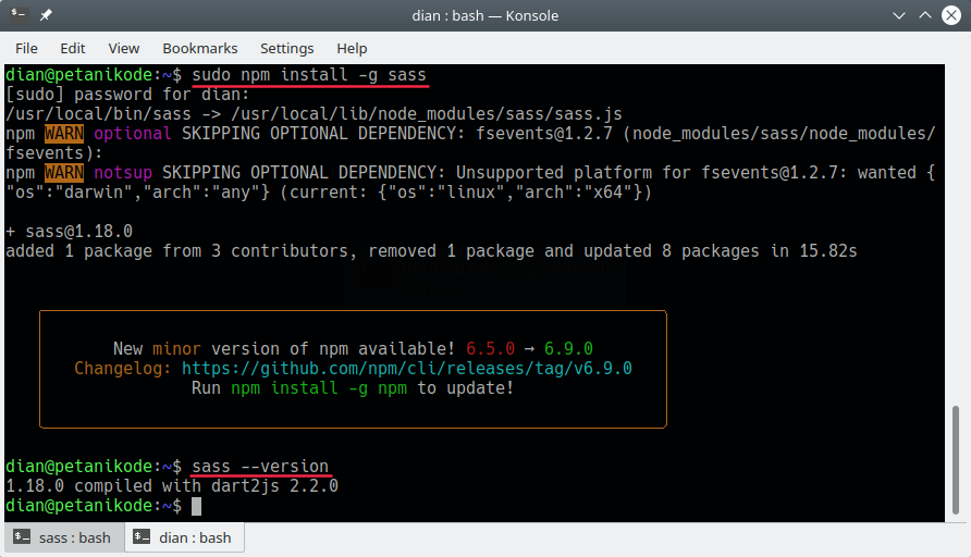 Instalasi SASS di Linux