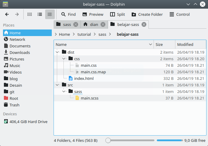 Struktur direktori sass