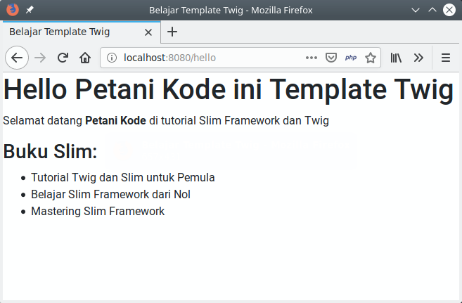 Hasil Block Template pada Twig