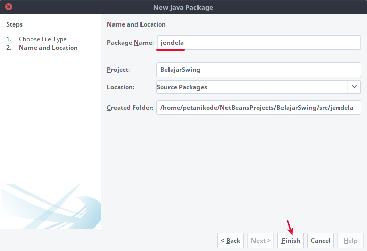 Memberikan nama package