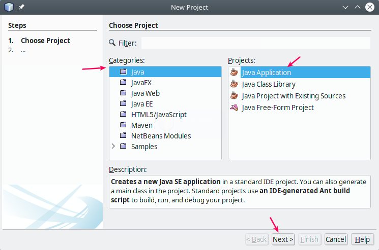 Membuat project baru pada netbeans