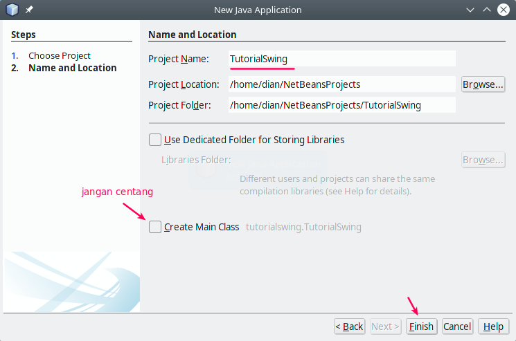 Membuat project baru pada netbeans