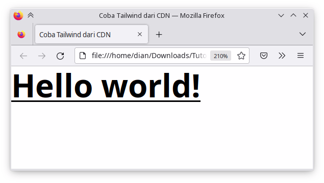 Hasil coba tailwind dari CDN