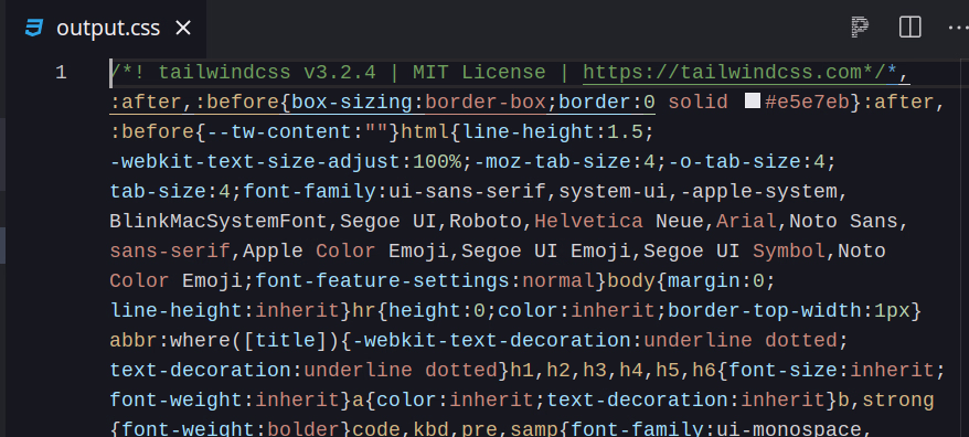 Hasil build dengan opsi minify