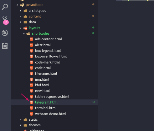 Shortcode untuk embed telegram di Hugo