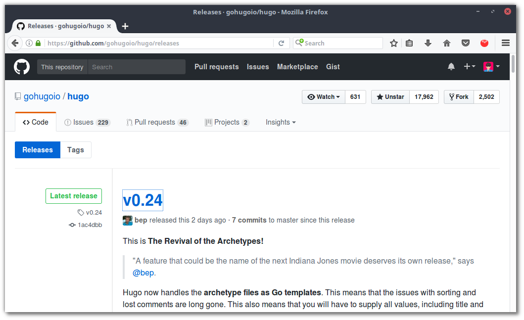 Rilis Hugo versi 0.24