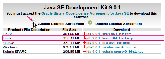 Download Oracle JDK untuk Linux