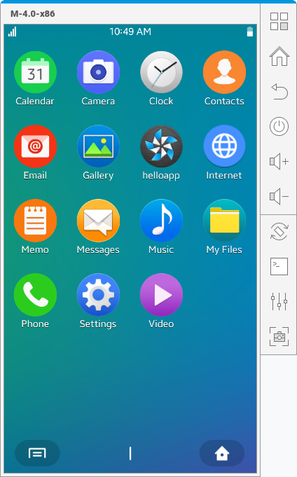 Emulator Tizen yang sedang berjalan