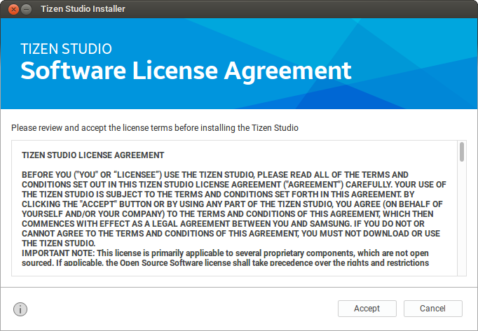 Lisensi Tizen Studio