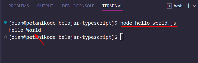 Menjalankan program Typescript