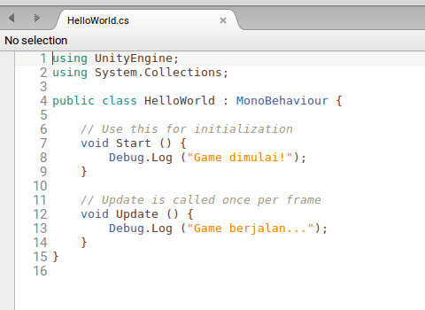 Script Hello World Unity