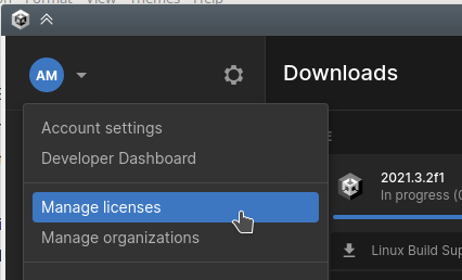 menu manage license