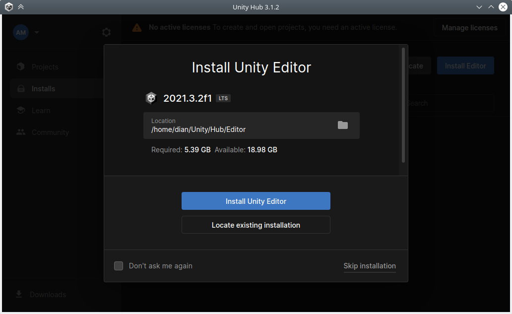 unity editor location