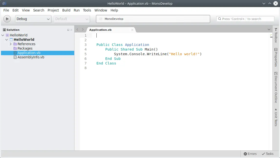 Membuat Project VB di Monodevlop