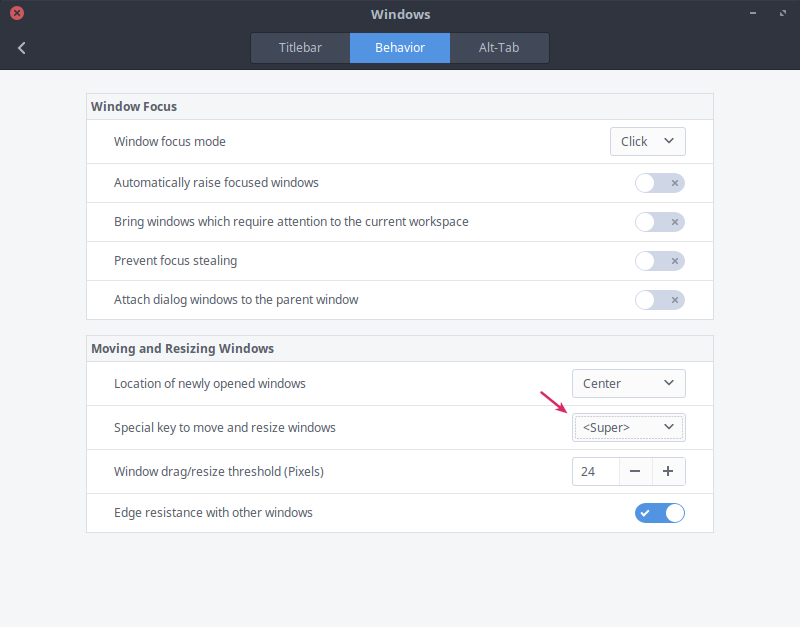 Pengaturan Shortcut Key Windows Cinnamon