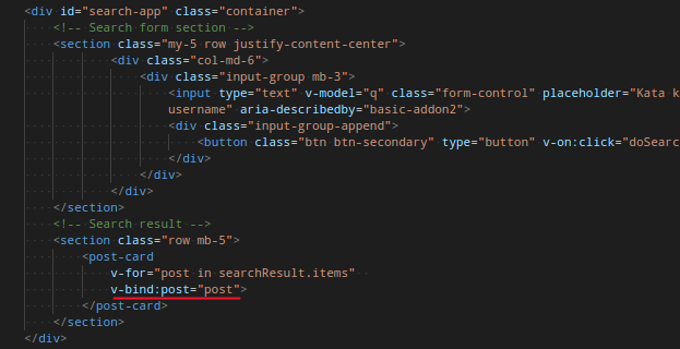 Bind parameter ke komponen Vuejs