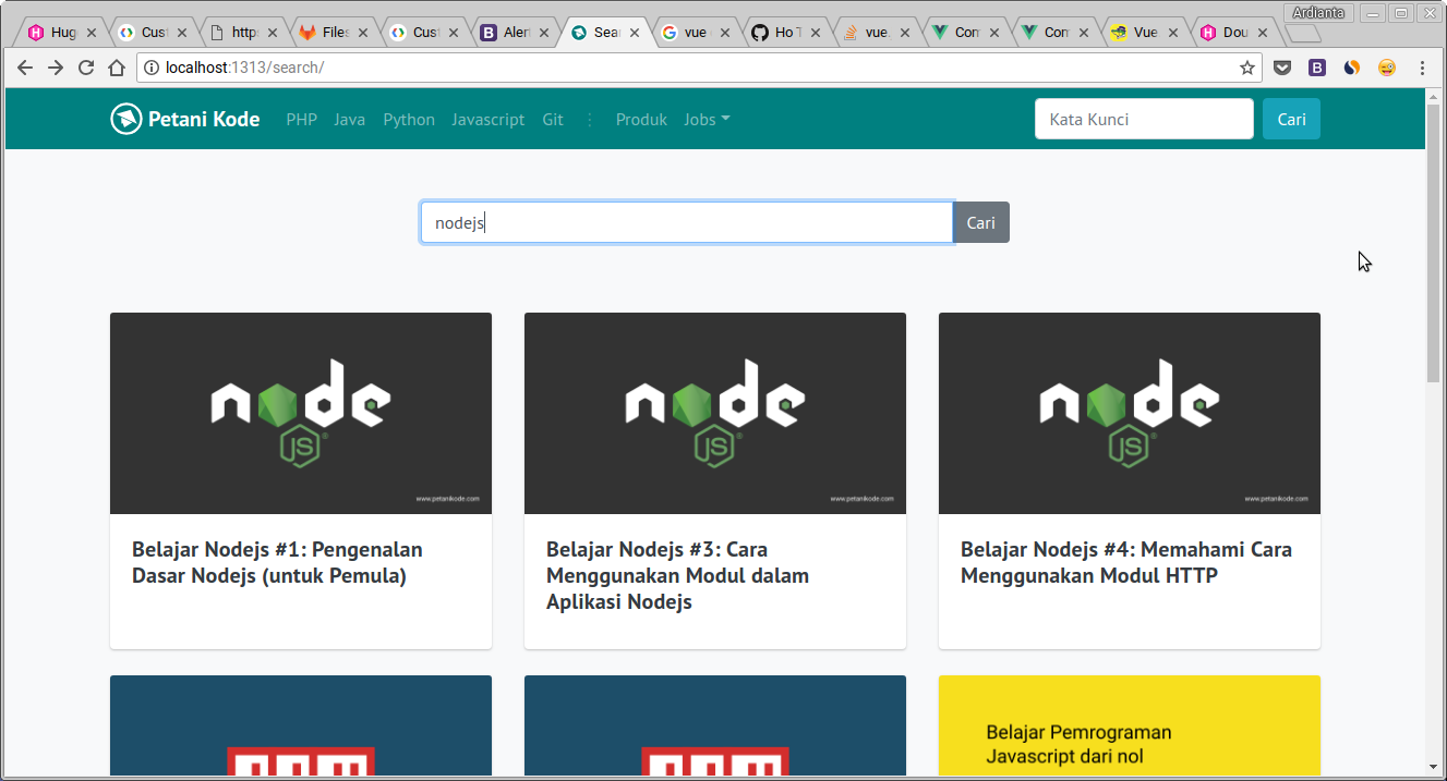 Hasil pencarian dengan Google CSE