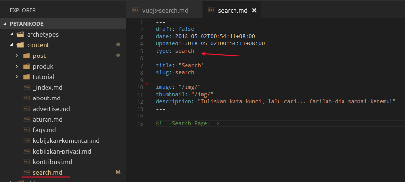 Konten untuk search page