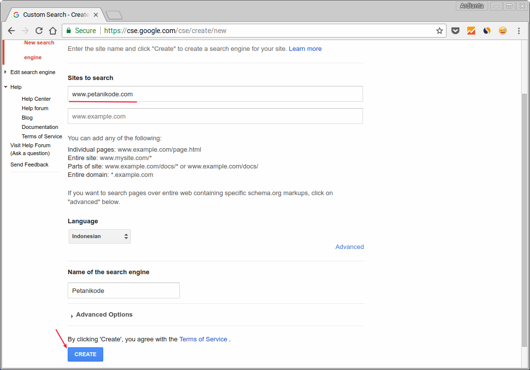 Membuat Custom Search Engine