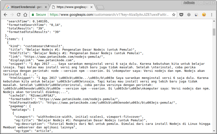 Percobaan Akses API